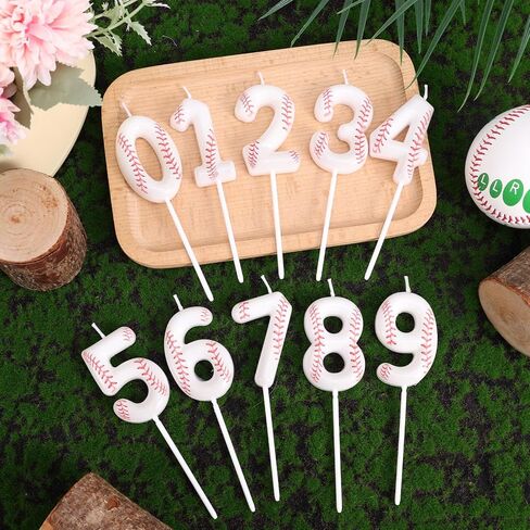 Baseball 12th Birthday Candle, 12 Number Candles Red & White Baseball Cake Topper Sports Themed Cupcake Decorations for Boys Player Party Anniversaries & Celebrations Decor Supplies (Number 12) in Saudi Arabia