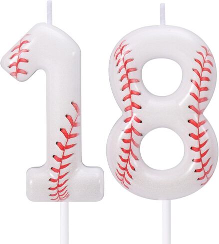 Baseball 12th Birthday Candle, 12 Number Candles Red & White Baseball Cake Topper Sports Themed Cupcake Decorations for Boys Player Party Anniversaries & Celebrations Decor Supplies (Number 12) in Saudi Arabia