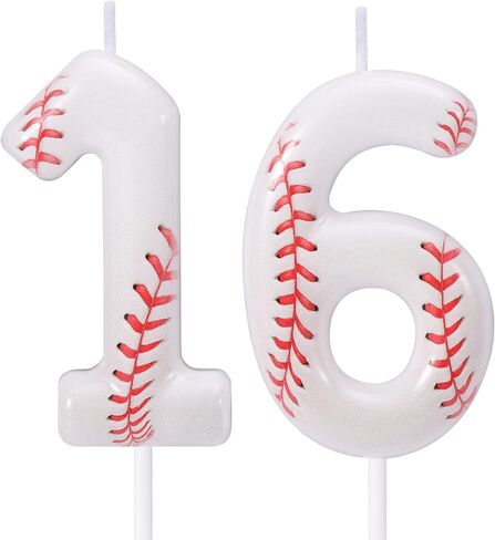 Baseball 12th Birthday Candle, 12 Number Candles Red & White Baseball Cake Topper Sports Themed Cupcake Decorations for Boys Player Party Anniversaries & Celebrations Decor Supplies (Number 12) in Saudi Arabia