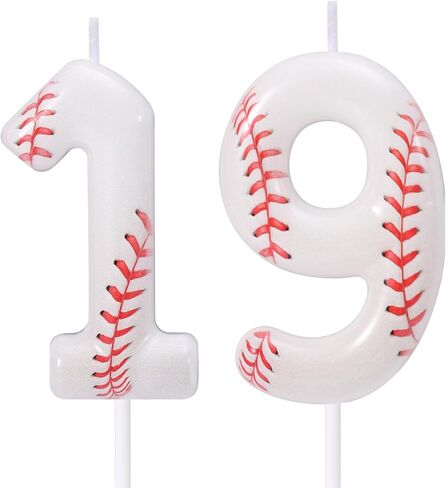 Baseball 12th Birthday Candle, 12 Number Candles Red & White Baseball Cake Topper Sports Themed Cupcake Decorations for Boys Player Party Anniversaries & Celebrations Decor Supplies (Number 12) in Saudi Arabia