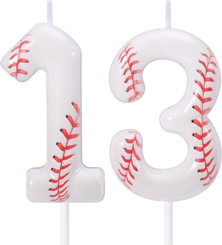 Baseball 12th Birthday Candle, 12 Number Candles Red & White Baseball Cake Topper Sports Themed Cupcake Decorations for Boys Player Party Anniversaries & Celebrations Decor Supplies (Number 12) in Saudi Arabia