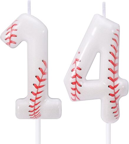 Baseball 12th Birthday Candle, 12 Number Candles Red & White Baseball Cake Topper Sports Themed Cupcake Decorations for Boys Player Party Anniversaries & Celebrations Decor Supplies (Number 12) in Saudi Arabia
