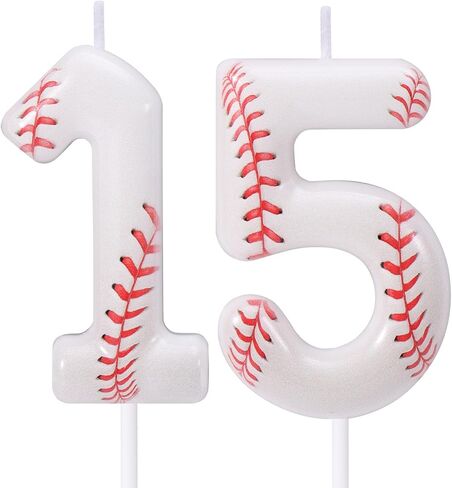 Baseball 12th Birthday Candle, 12 Number Candles Red & White Baseball Cake Topper Sports Themed Cupcake Decorations for Boys Player Party Anniversaries & Celebrations Decor Supplies (Number 12) in Saudi Arabia