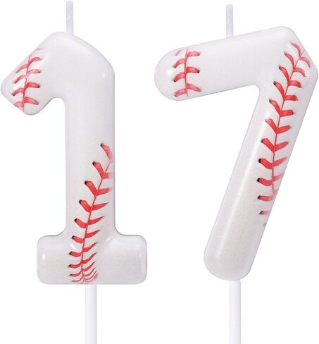 Baseball 12th Birthday Candle, 12 Number Candles Red & White Baseball Cake Topper Sports Themed Cupcake Decorations for Boys Player Party Anniversaries & Celebrations Decor Supplies (Number 12) in Saudi Arabia