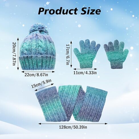Winter Beanie Hat Scarf Gloves Set for Boys Girls, Kids Toddlers Knitting Neck Warm Hat Cap Scarf Gloves Age 2-10 in Saudi Arabia