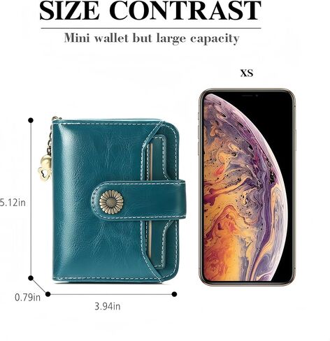 Lake Blue Small Zipper Card Holder for Women - RFID Blocking Compact Bifold Wallet, 5.12x3.94x1.2 Inch Purse for Daily Use, Shopping, Travel & Handbag Carry in Saudi Arabia