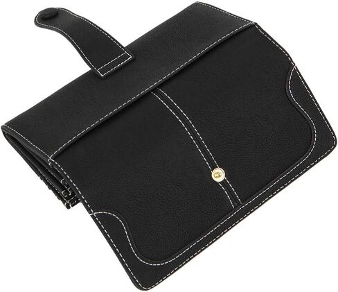 Women's Genuine Leather Long Bifold Wallet with 17 Card Slots Large Capacity Card Holder (Black) in Saudi Arabia