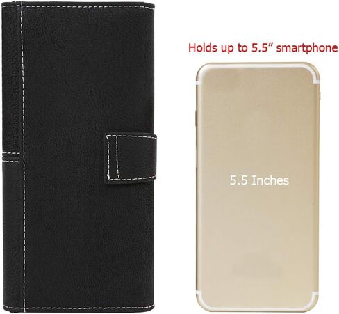 Women's Genuine Leather Long Bifold Wallet with 17 Card Slots Large Capacity Card Holder (Black) in Saudi Arabia