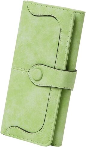 Women's Genuine Leather Long Bifold Wallet with 17 Card Slots Large Capacity Card Holder (Black) in Saudi Arabia