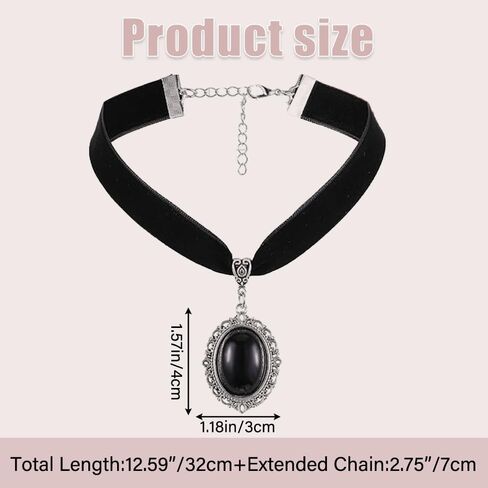 weryerker Goth Gothic Lace Necklace, Black Velvet Victorian Choker, Vintage Necklace, Perfect for Halloween, Christmas in Kuwait