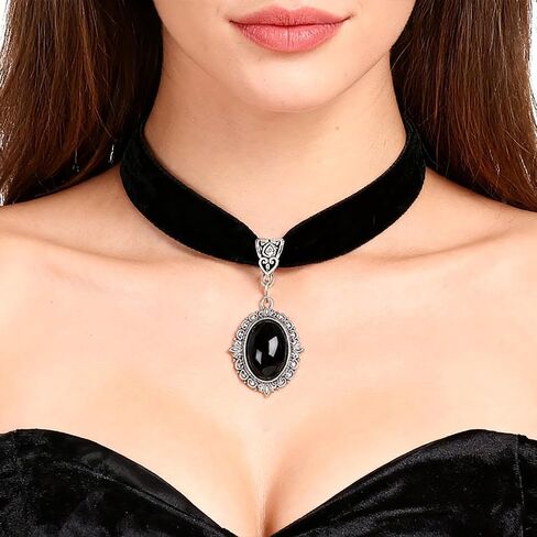 weryerker Goth Gothic Lace Necklace, Black Velvet Victorian Choker, Vintage Necklace, Perfect for Halloween, Christmas in Kuwait