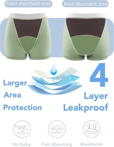 TIICHOO Period Underwear for Teens Leakproof Boy Shorts Girls Incontinence Underwear Washable 5 Pack in Saudi Arabia