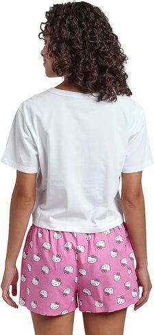 مجموعة ملابس نوم Bioworld Hello Kitty Crop Tee وشورت منقط in Kuwait