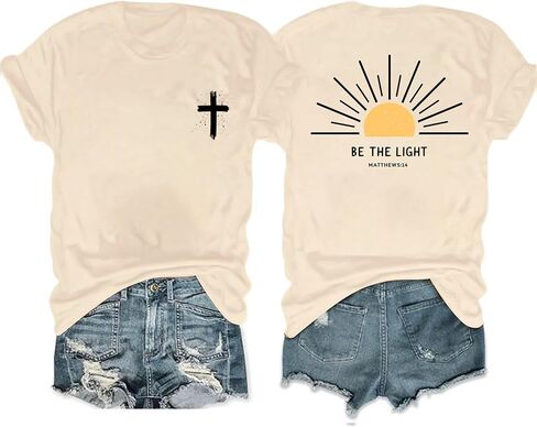 Christian Shirt for Women Faith Letter Print Jesus T Shirt Shorts Sleeve Bible Eligious Sayings Tee Tops in Kuwait