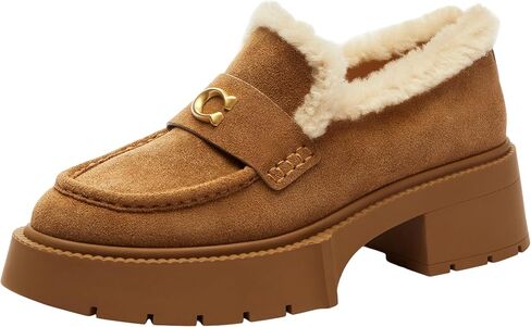 Coach Leah Platform Suede Shearling Loafer in Saudi Arabia