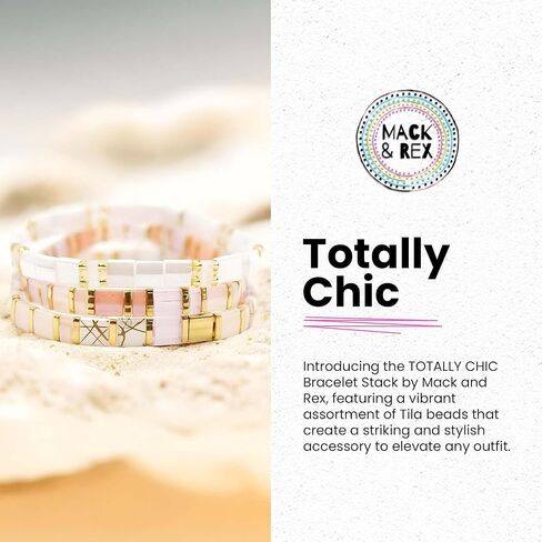 Mack and Rex Tila Bracelets - (Totally Chic) Durable and Waterproof Stretchy Tile Beaded Bracelets, Lightweight and Comfortable, Ideal for Layering - Bracelets for Women - Ideal Gifts in Saudi Arabia