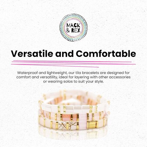 Mack and Rex Tila Bracelets - (Totally Chic) Durable and Waterproof Stretchy Tile Beaded Bracelets, Lightweight and Comfortable, Ideal for Layering - Bracelets for Women - Ideal Gifts in Saudi Arabia