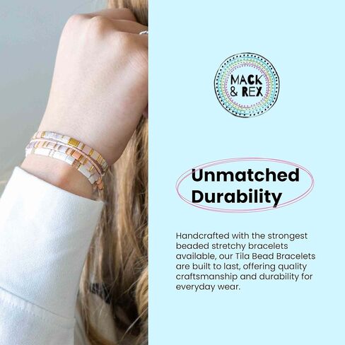 Mack and Rex Tila Bracelets - (Totally Chic) Durable and Waterproof Stretchy Tile Beaded Bracelets, Lightweight and Comfortable, Ideal for Layering - Bracelets for Women - Ideal Gifts in Saudi Arabia