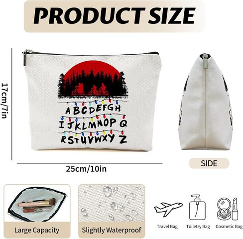 حقيبة مكياج Stranger Friends هدية Merch للنساء، حقيبة مستحضرات تجميل لأفضل صديق (أبيض-أ) in Kuwait