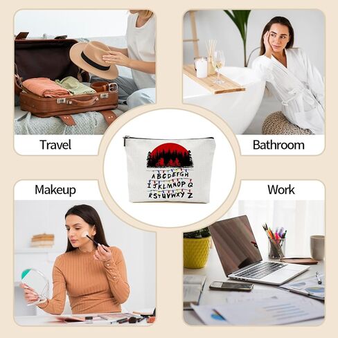 حقيبة مكياج Stranger Friends هدية Merch للنساء، حقيبة مستحضرات تجميل لأفضل صديق (أبيض-أ) in Kuwait