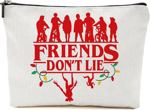حقيبة مكياج Stranger Friends هدية Merch للنساء، حقيبة مستحضرات تجميل لأفضل صديق (أبيض-أ) in Kuwait