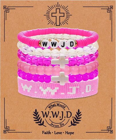 W.W.J.D. Webbing Bracelets Adjustable Christian Gifts Wristbands What Wound Jesus Do Bracelet Religious Faith Bracelets Colorful Christian Stretch Beaded Bracelets in Saudi Arabia