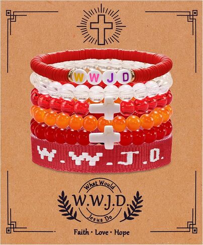 W.W.J.D. Webbing Bracelets Adjustable Christian Gifts Wristbands What Wound Jesus Do Bracelet Religious Faith Bracelets Colorful Christian Stretch Beaded Bracelets in Saudi Arabia