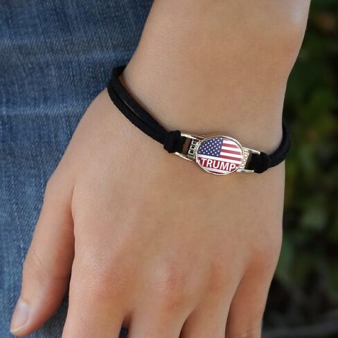 GRAPHICS & MORE President Trump American Flag Novelty Suede Leather Metal Bracelet in Saudi Arabia