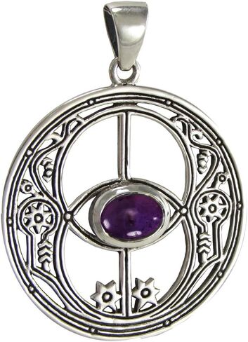 Moonlight Mysteries Sterling Silver Chalice Well Pendant with Natural Amethyst in Saudi Arabia