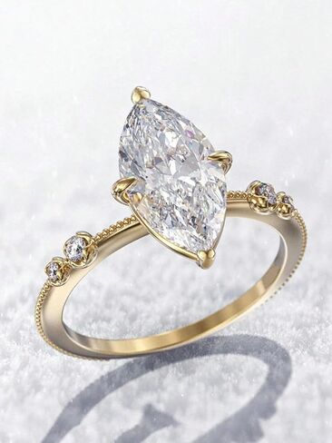 Marquise Cut Engagement Rings for women Geometric Cubic Zirconia Ring Hypoallergenic Wedding Promise Ring Size 6 7 8 in Saudi Arabia