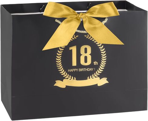 FUNCANDLE Pink Sweet 16th Birthday Gifts Bag with Greeting Handles and Ribbon for Girls 16 Year Old Birthday Gifts Wrapping Bag for Party Favors Goodie Wrapping Bag Decorations Supplies in Kuwait