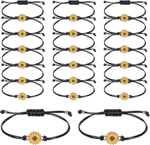 Sunflower Bracelet, 20 Pcs Adjustable Boho Sunflower Friendship Bracelets Handmade Braided Daisy Charm Matching Bracelets for Women Friends Couples Birthday Gifts in Saudi Arabia