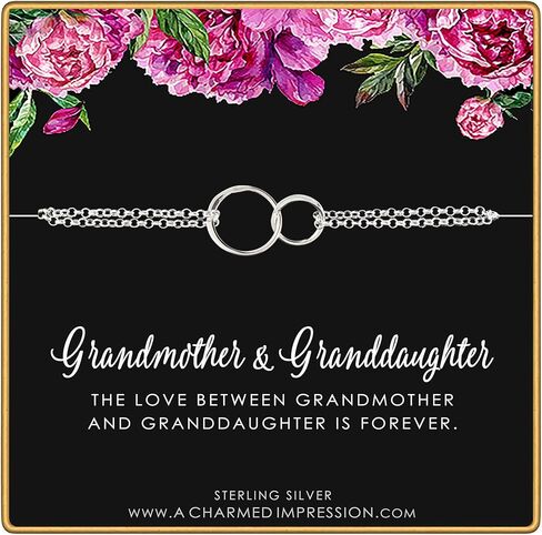 A Charmed Impression Sterling Silver Interlocking Eternity Circles Bracelet - Grandma Granddaughter Gift in Saudi Arabia