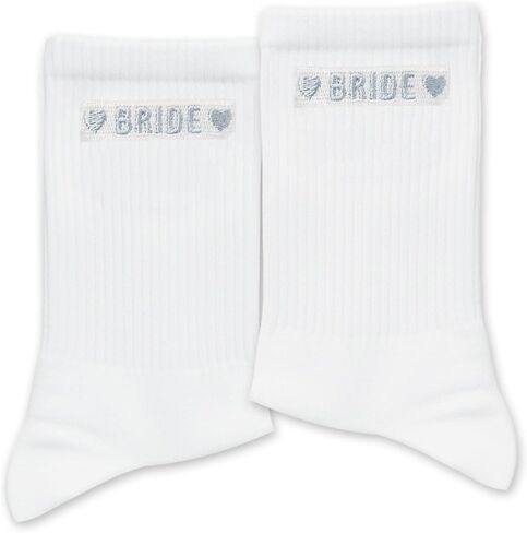 Bride Socks, White Bride Gifts, 1 Pairs Silver Embroidery Cotton Bridal Socks for Women, for Wedding Shower in Saudi Arabia