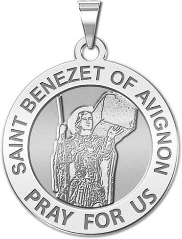 PicturesOnGold.com Saint Benezet of Avignon Round Religious Medal - 3/4 Inch Size of a Nickel - Sterling Silver in Saudi Arabia