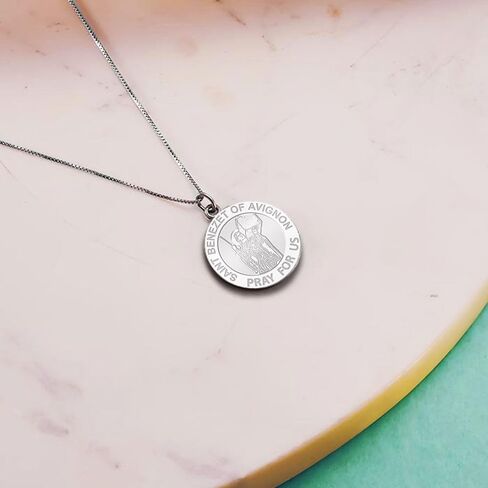 PicturesOnGold.com Saint Benezet of Avignon Round Religious Medal - 3/4 Inch Size of a Nickel - Sterling Silver in Saudi Arabia