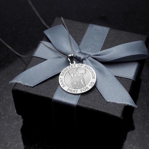 PicturesOnGold.com Saint Benezet of Avignon Round Religious Medal - 3/4 Inch Size of a Nickel - Sterling Silver in Saudi Arabia