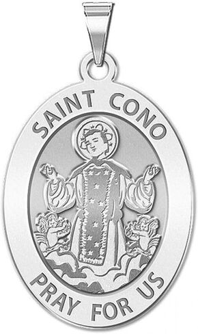 PicturesOnGold.com Saint Cono Oval Religious Medal - 3/4 Inch X 1 Inch -Sterling Silver in Saudi Arabia