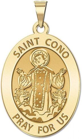 PicturesOnGold.com Saint Cono Oval Religious Medal - 3/4 Inch X 1 Inch -Sterling Silver in Saudi Arabia