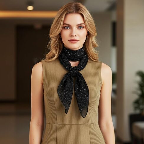 Lusofie Rhinestone Head Scarf For Women Black Head Scarf Sparkly Rhinestone Bandana Glitter Hair Wrap Scarfs in Saudi Arabia