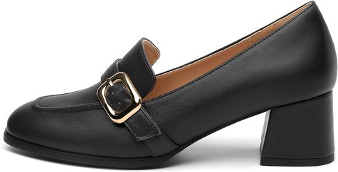 Women's Comfortable Chunky Heel Loafers, Stylish Square - Toe, All - Weather Solid Dress Pumps for Women, Suitable for Work and Daily Wear in Saudi Arabia