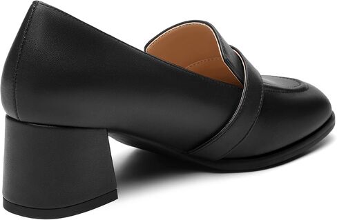 Women's Comfortable Chunky Heel Loafers, Stylish Square - Toe, All - Weather Solid Dress Pumps for Women, Suitable for Work and Daily Wear in Saudi Arabia