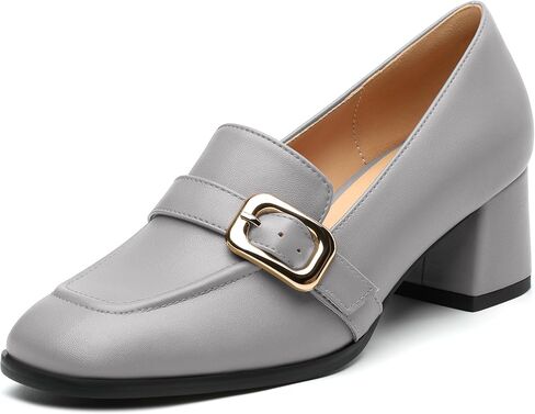 Women's Comfortable Chunky Heel Loafers, Stylish Square - Toe, All - Weather Solid Dress Pumps for Women, Suitable for Work and Daily Wear in Saudi Arabia