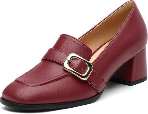 Women's Comfortable Chunky Heel Loafers, Stylish Square - Toe, All - Weather Solid Dress Pumps for Women, Suitable for Work and Daily Wear in Saudi Arabia