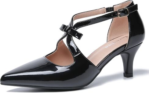 fereshte Women's Kitten Heels T Strap 2 Inch Low Heel Bow Pointed Toe D'Orsay Dressy Pumps in Saudi Arabia