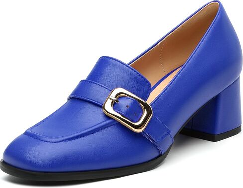 Women's Comfortable Chunky Heel Loafers, Stylish Square - Toe, All - Weather Solid Dress Pumps for Women, Suitable for Work and Daily Wear in Saudi Arabia