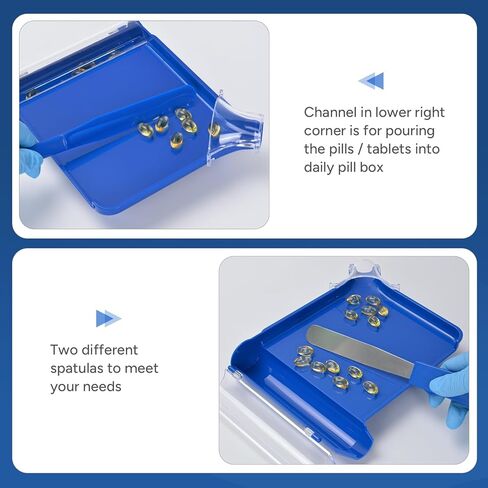 SimCoach Pill Counting Tray, Right Hand Pill Counter with Spatula, Larger Pharmacy Counting Tray with Added Guide Cap (Blue) in Saudi Arabia