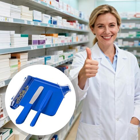 SimCoach Pill Counting Tray, Right Hand Pill Counter with Spatula, Larger Pharmacy Counting Tray with Added Guide Cap (Blue) in Saudi Arabia