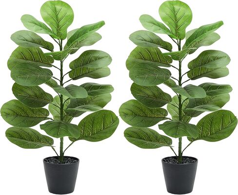 شجرة التين المصنوعة من أوراق الكمان الاصطناعية: نبات ليراتا صناعي بطول 6 أقدام، أشجار تين مزيفة من الحرير الأخضر الواقعي، أوراق كبيرة مع جذوع طبيعية وحصى في زارع أسود للمنزل والمكتب الداخلي والخارجي. in Kuwait