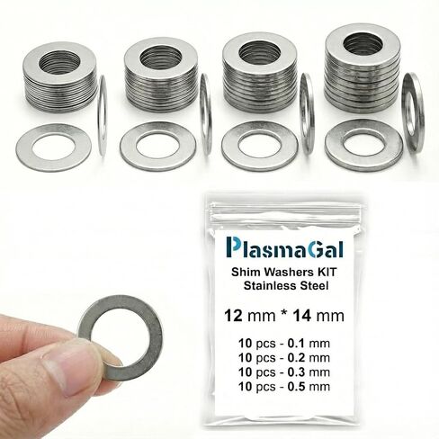 Shim Washers KIT - 40 Units (10 Units x 0,1/0,2/0,3/0,5 mm) (Stainless Steel, 15x21) in Kuwait